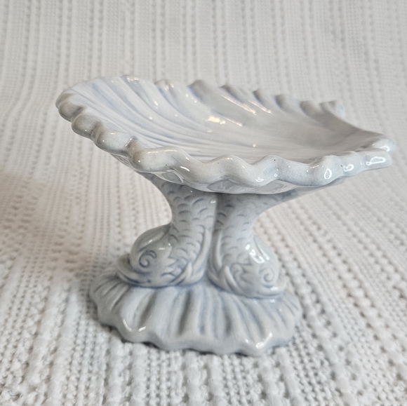 Soap Dish Koi Fish Blue White Vintage 1980's Signed - Picture 9 of 14